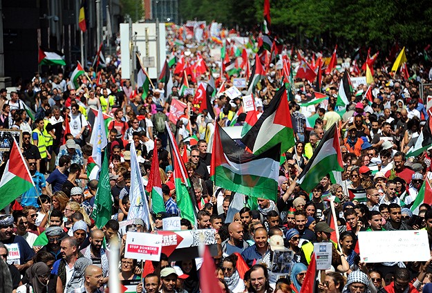 Photo of Brüksel’de 5000 kişi korsan İsrail’i protesto etti