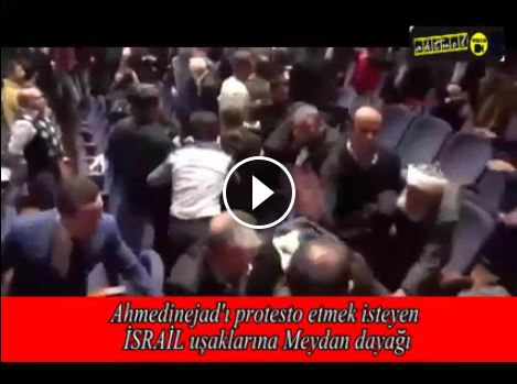 Photo of VİDEO-Ahmedinejad’ı protesto etmek isteyen İsrail uşaklarına meydan dayağı