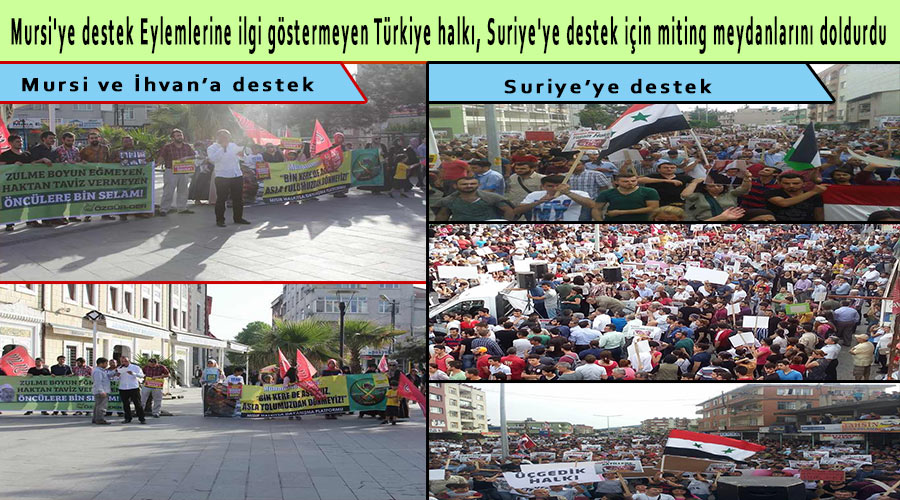 Photo of Mursi’ye destek Eylemlerine ilgi göstermeyen Türkiye halkı, Suriye’ye destek için miting meydanlarını doldurdu