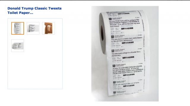 Photo of Trump’ın tweetlerinin basılı olduğu tuvalet kağıtları satışta